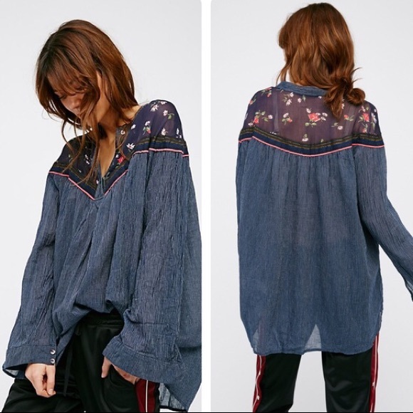 Free People Tops - ✨BOGO✨ Free People Floral & Pinstripe Tunic